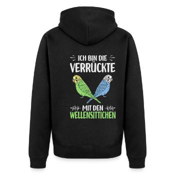 Cadeaux Budgerigar | Animaux de compagnie Oiseaux Oiseaux - Veste à capuche bio Premium Unisexe - noir - Dos - Nico (187cm)