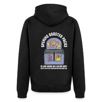 Trading Cards - Unisex Premium Bio Zip Hoodie - Schwarz - Hinten - Nico (187cm)