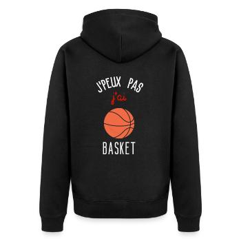I can't I have Basketball - Unisex Premium Organic Zip Hoodie - black - Back - Nico (187cm)