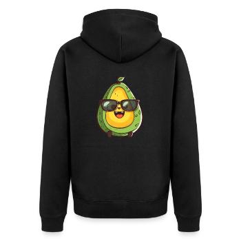 Coole Nerd-Avocado mit Brille - Witziges Design - Unisex Premium Bio Zip Hoodie - Schwarz - Hinten - Nico (187cm)