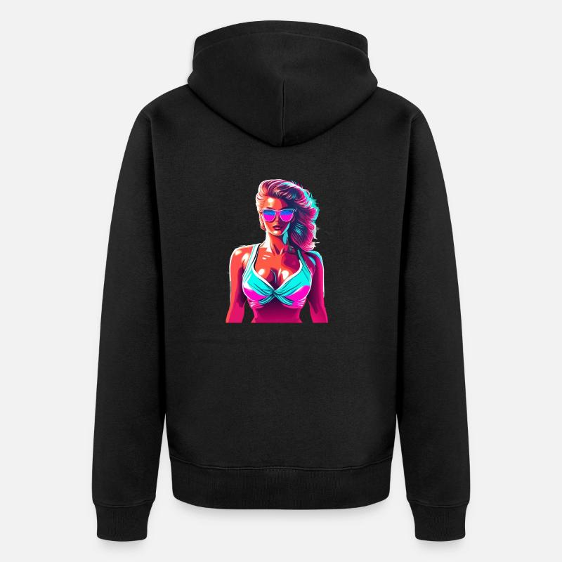 Fille de plage - Veste à capuche bio Premium Unisexe - noir