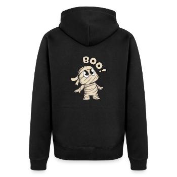 Halloween Süsse Mumie - Unisex Premium Bio Zip Hoodie - Schwarz - Hinten - Nico (187cm)