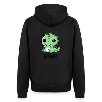 Mignon Dino T-Rex Chibi Roar Dessin animé - Veste à capuche bio Premium Unisexe - noir - Dos - Nico (187cm)
