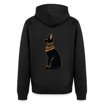 Egyptian Cat - Unisex Premium Organic Zip Hoodie - black - Back - Nico (187cm)