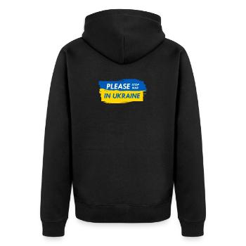 Ukraine kein Krieg - rettet die Ukraine - Unisex Premium Bio Zip Hoodie - Schwarz - Hinten - Nico (187cm)