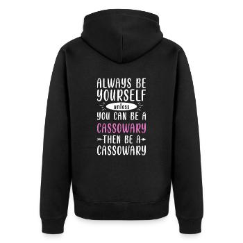 Retro Kasuar Vogel Vintage Kasuare - Unisex Premium Bio Zip Hoodie - Schwarz - Hinten - Nico (187cm)