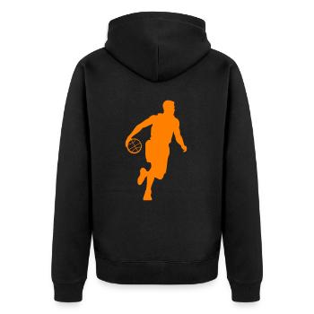 Basketballer Symbol Basketball Spieler Mann - Unisex Premium Bio Zip Hoodie - Schwarz - Hinten - Nico (187cm)