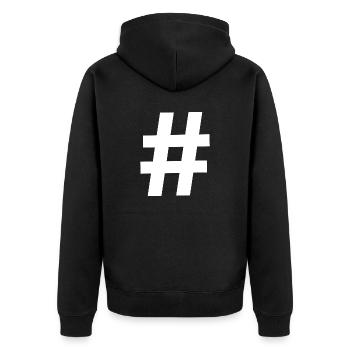 MinervaShop - Unisex Premium Bio Zip Hoodie - Schwarz - Hinten - Nico (187cm)