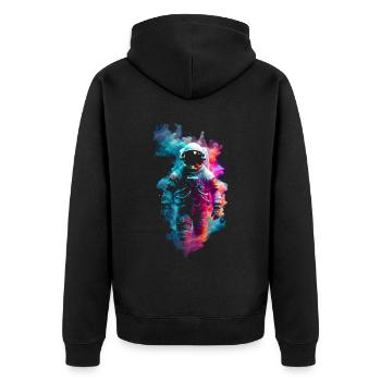 Astronaute parmi les couleurs du cosmos ✨ - Veste à capuche bio Premium Unisexe - noir - Dos - Nico (187cm)