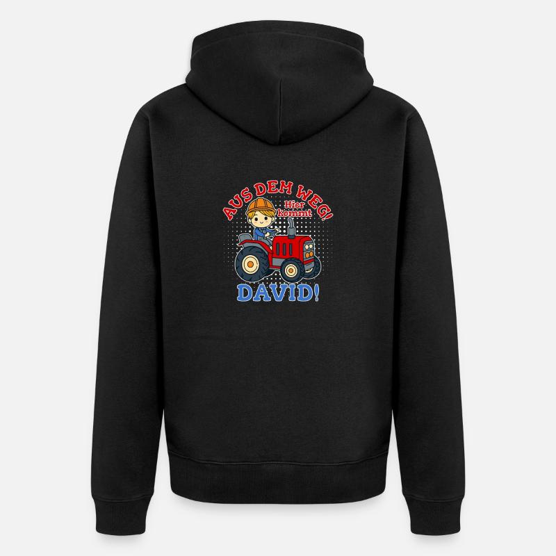 David Name Traktor - Unisex Premium Bio Zip Hoodie - Schwarz