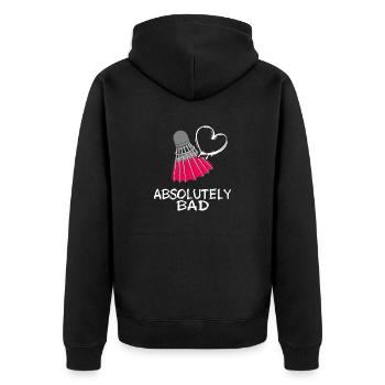 Badminton Federball Crossminton Federballspieler - Unisex Premium Bio Zip Hoodie - Schwarz - Hinten - Nico (187cm)
