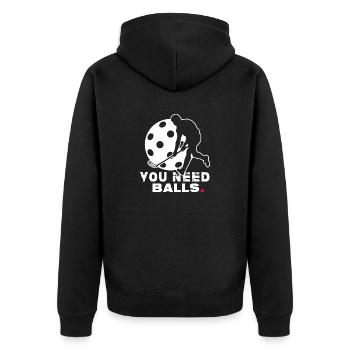 floorballer floorballspieler unihoc - Unisex Premium Bio Zip Hoodie - Schwarz - Hinten - Nico (187cm)