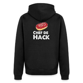 Chef de Hack Mett Mettbrötchen - Veste à capuche bio Premium Unisexe - noir - Dos - Nico (187cm)