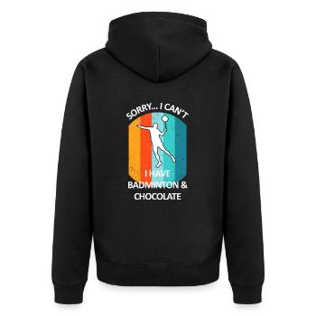 Badminton Federball Badmintonspieler Schokolade - Unisex Premium Bio Zip Hoodie - Schwarz - Hinten - Nico (187cm)
