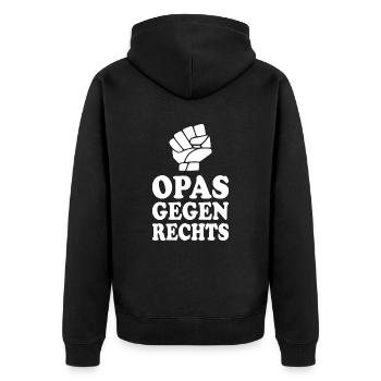Opas gegen rechts - Unisex Premium Bio Zip Hoodie - Schwarz - Hinten - Nico (187cm)