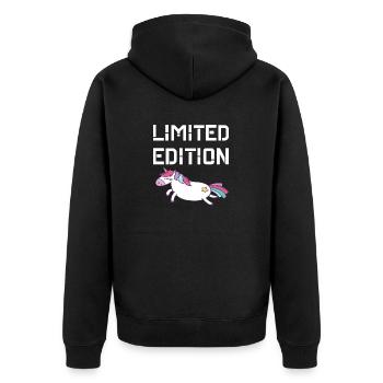Limited Edition - Unisex Premium Bio Zip Hoodie - Schwarz - Hinten - Nico (187cm)