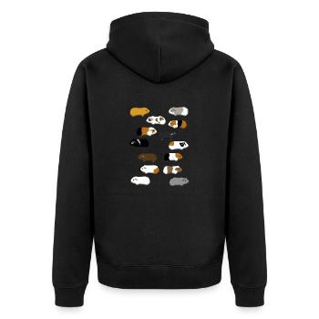 14 Meerschweinchen - Unisex Premium Bio Zip Hoodie - Schwarz - Hinten - Nico (187cm)