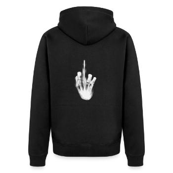 Fuck you - Unisex Premium Bio Zip Hoodie - Schwarz - Hinten - Nico (187cm)
