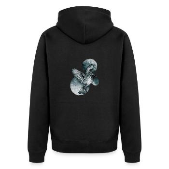 Dark Bird - Unisex Premium Bio Zip Hoodie - Schwarz - Hinten - Nico (187cm)