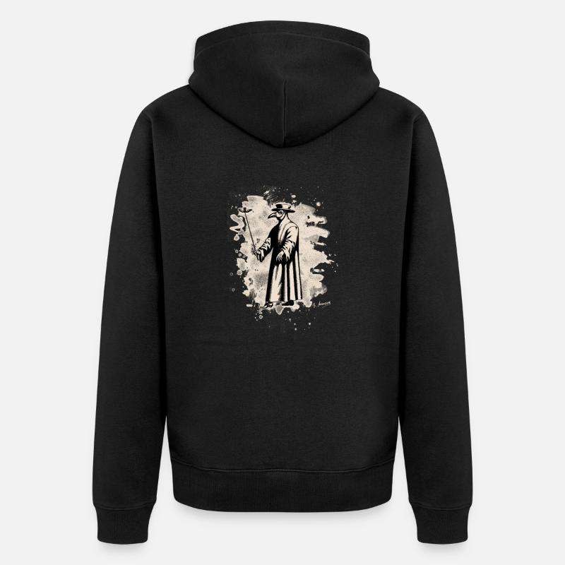Dr. Schnabel – Pestarzt - bleached white - Unisex Premium Bio Zip Hoodie - Schwarz