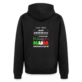 Italienische Mama - Unisex Premium Bio Zip Hoodie - Schwarz - Hinten - Nico (187cm)