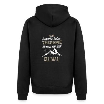 Ellmau Therapie - Unisex Premium Bio Zip Hoodie - Schwarz - Hinten - Nico (187cm)