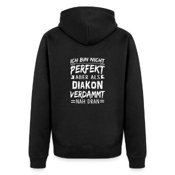 DIAKON - Unisex Premium Bio Zip Hoodie - Schwarz - Hinten - Nico (187cm)