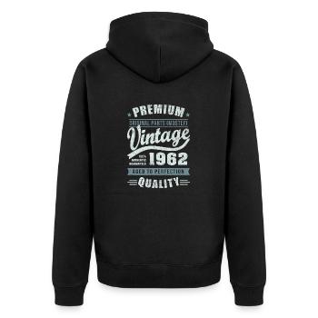Geburtstag 1962 - Unisex Premium Bio Zip Hoodie - Schwarz - Hinten - Nico (187cm)