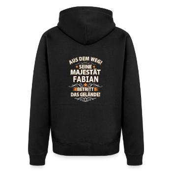 FABIAN - Unisex Premium Bio Zip Hoodie - Schwarz - Hinten - Nico (187cm)