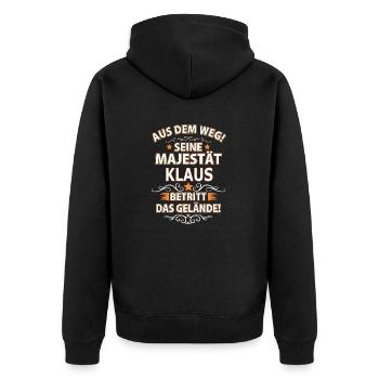 KLAUS - Unisex Premium Bio Zip Hoodie - Schwarz - Hinten - Nico (187cm)