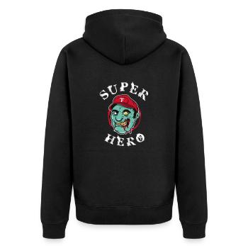 Superhero zombie - Unisex Premium Organic Zip Hoodie - black - Back - Nico (187cm)