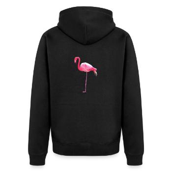 Pink Flamingo - Unisex Premium Organic Zip Hoodie - black - Back - Nico (187cm)