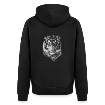 Tiger - Unisex Premium Bio Zip Hoodie - Schwarz - Hinten - Nico (187cm)