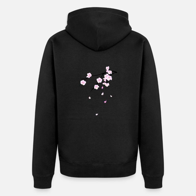 Fleurs de cerisier (Sakura) - Veste à capuche bio Premium Unisexe - noir
