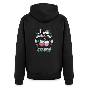 i will owlways love you owls - Unisex Premium Organic Zip Hoodie - black - Back - Nico (187cm)