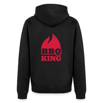 BBQ King - Unisex Premium Organic Zip Hoodie - black - Back - Nico (187cm)