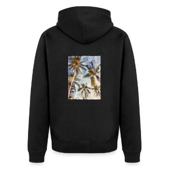 Palm trees in watercolor look - Unisex Premium Organic Zip Hoodie - black - Back - Nico (187cm)