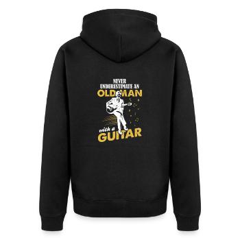 Never Underestimate An Old Man With A Guitar - Unisex Premium Organic Zip Hoodie - black - Back - Nico (187cm)