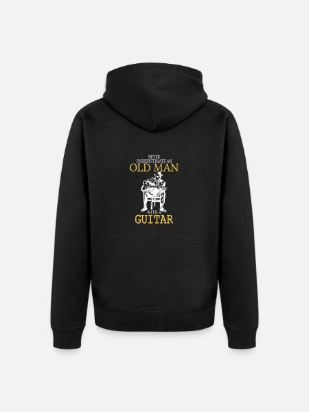 Never Underestimate An Old Man With A Guitar .png - Unisex Premium Organic Zip Hoodie - black