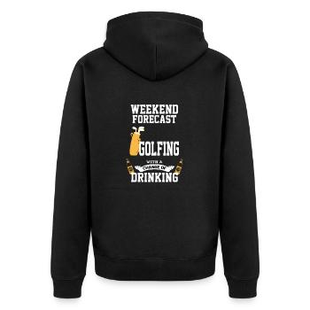 Golfing With A Chance Of Drinking - Unisex Premium Organic Zip Hoodie - black - Back - Nico (187cm)