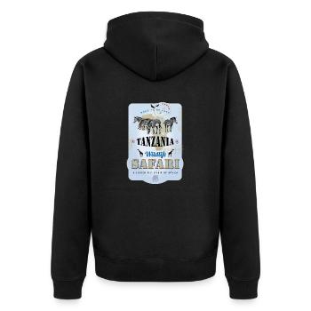 Zebras Wildlife Safari Tansania Afrika Abenteuer - Unisex Premium Bio Zip Hoodie - Schwarz - Hinten - Nico (187cm)