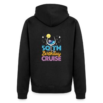 50th Birthday Cruise - Unisex Premium Organic Zip Hoodie - black - Back - Nico (187cm)