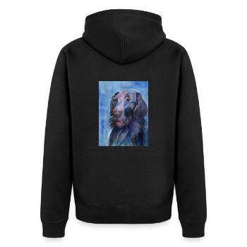 flatcoated retriever - aquarelle - Veste à capuche bio Premium Unisexe - noir - Dos - Nico (187cm)