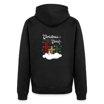 Christmas Begins With Christ - Unisex Premium Organic Zip Hoodie - black - Back - Nico (187cm)