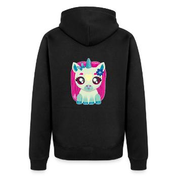 Kleines Baby Einhorn mit Schmetterling - Unisex Premium Bio Zip Hoodie - Schwarz - Hinten - Nico (187cm)