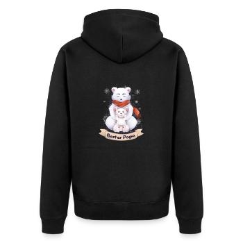 Bester Papa - Eisbär und Kind - Unisex Premium Bio Zip Hoodie - Schwarz - Hinten - Nico (187cm)