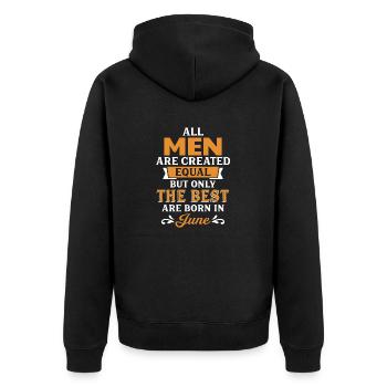 Best Men Are Born In June - Unisex Premium Organic Zip Hoodie - black - Back - Nico (187cm)