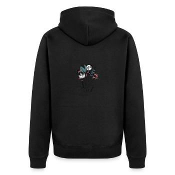 Vintage Blumen - Unisex Premium Bio Zip Hoodie - Schwarz - Hinten - Nico (187cm)
