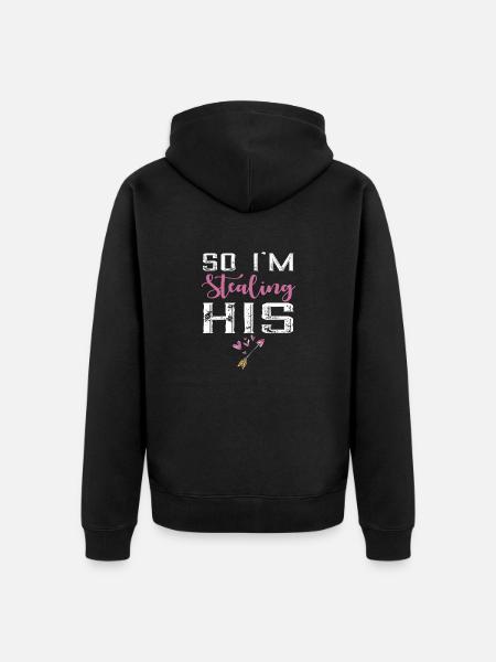 I Stole His Heart - Unisex Premium Organic Zip Hoodie - black
