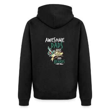 AWESOME DADS HAVE TATTOOS AND BEARDS - Unisex Premium Organic Zip Hoodie - black - Back - Nico (187cm)